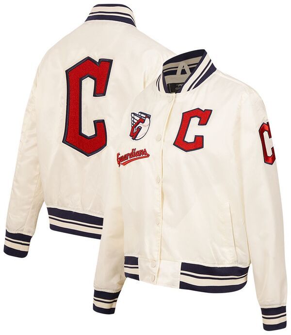 プロスタンダード レディース アウター ジャケット・ブルゾン サテン Pro Standard Womens Cleveland Guardians Retro Satin Jacket Cream クリーム
