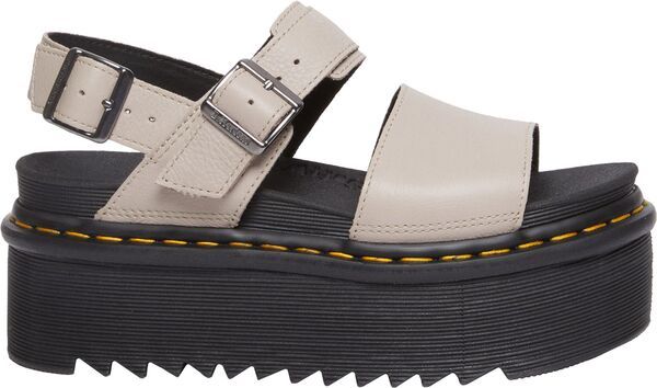 ドクターマーチン レディース シューズ サンダル プラットフォーム レザー Dr Martens Womens Voss Quad Pisa Leather Platform Sandals Vintage Taupe Pisa トープ