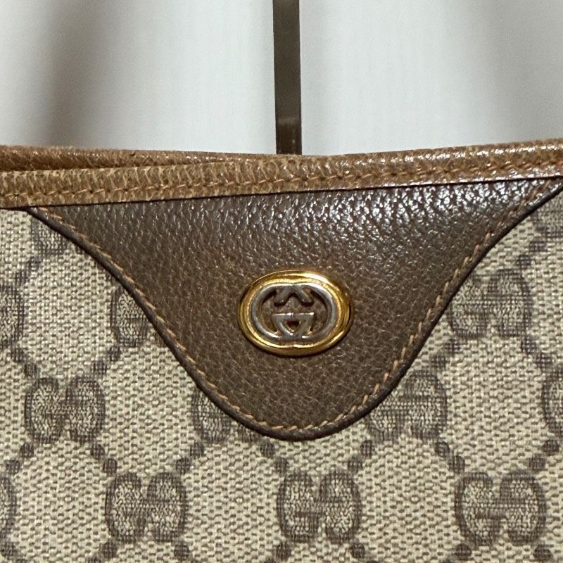 Vintage GUCCI オールドグッチ GG柄 トートバッグ PVC レザー ベージュ 