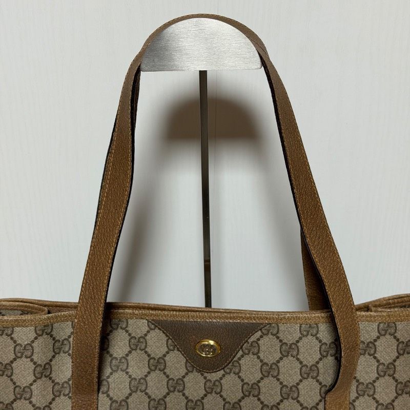 Vintage GUCCI オールドグッチ GG柄 トートバッグ PVC レザー ベージュ