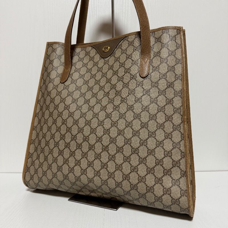 美品✨GUCCI トートバッグ　PVC GG柄　正規品 Vintage GUCCI オールドグッチ GG柄 トートバッグ PVC レザー ベージュ