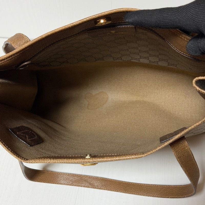 Vintage GUCCI オールドグッチ GG柄 トートバッグ PVC レザー ベージュ