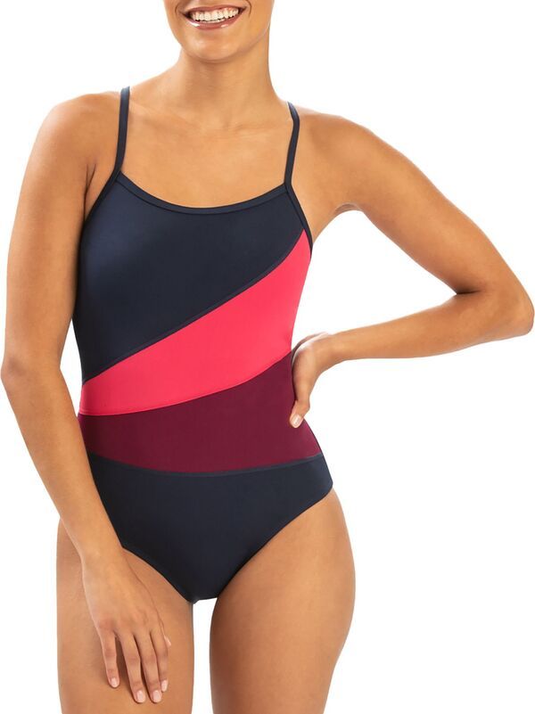 ドルフィン レディース 水着 上下セット Dolfin Womens Color Block Moderate OnePiece Swimsuit Navy Color Block ネイビー