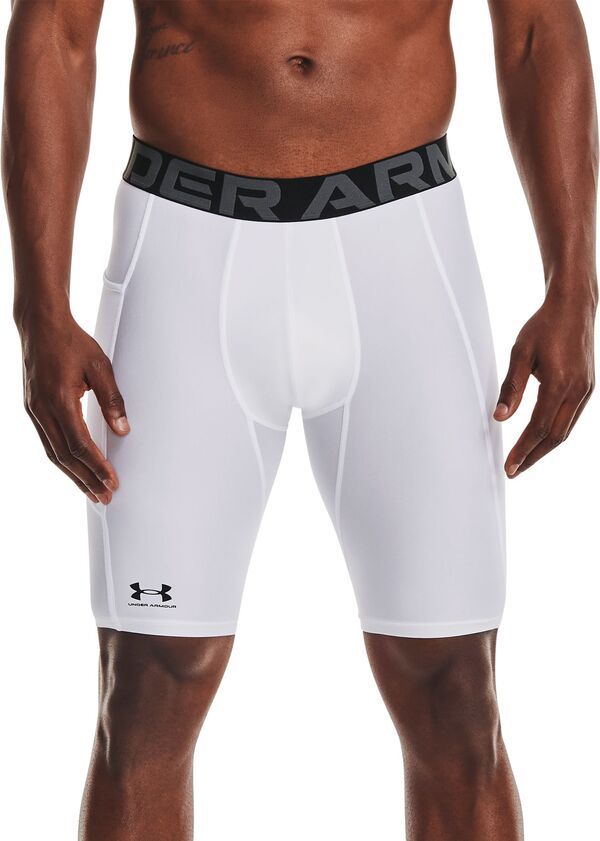 アンダーアーマー メンズ ボトムス ハーフパンツ・ショーツ ショートパンツ Under Armour Mens HeatGear Long Compression 9 Shorts WhiteBlack ホワイト
