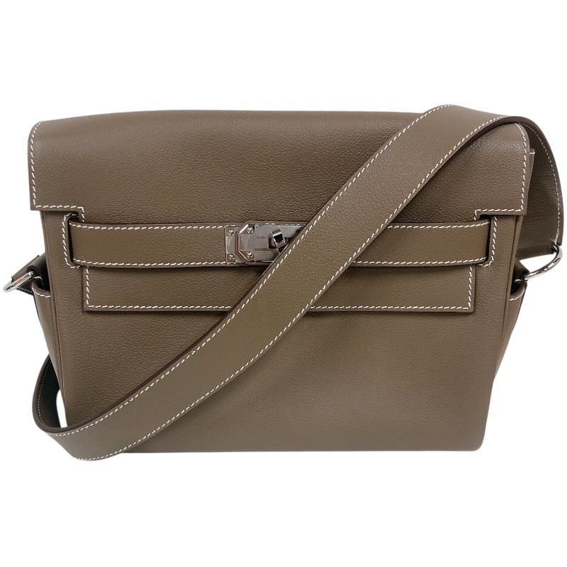 エルメス HERMES ケリーメッセンジャーPM W刻印 エトゥープ/シルバー金具 エバーカラー レディース ショルダーバッグ