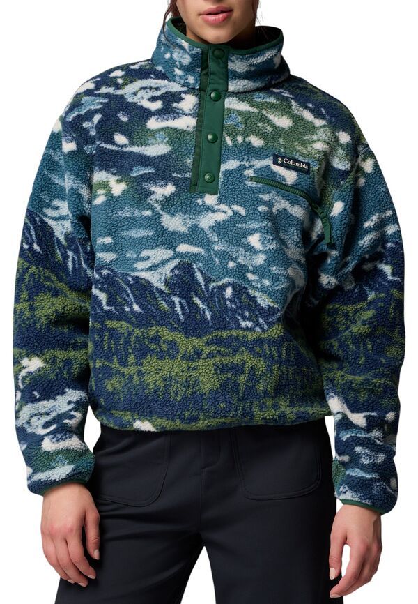コロンビア レディース トップス シャツ プリント クロップド フリース Columbia Womens Helvetia II Printed Cropped Half Snap Fleece Pullover Everblue SistersRain Fo 10,514円