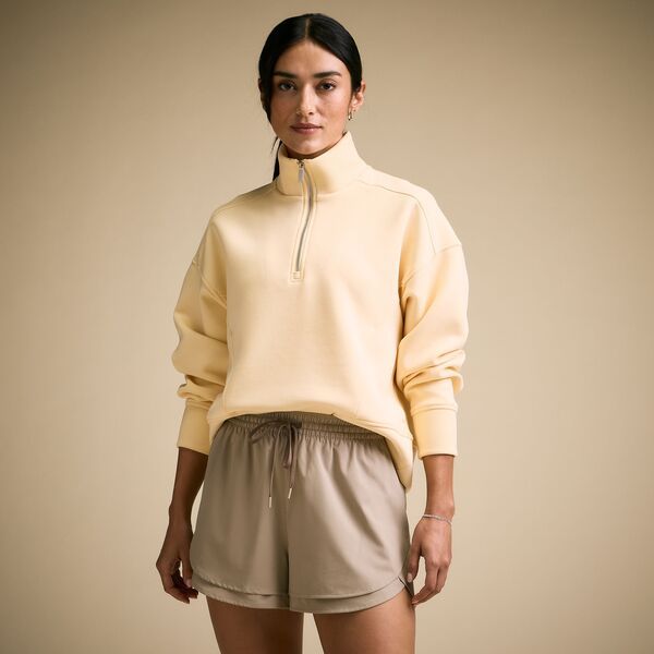 キャリー レディース アウター パーカー・スウェット モックネック スキューバ CALIA Womensoft Scuba Mock Neck 14 Zip Butter Melt