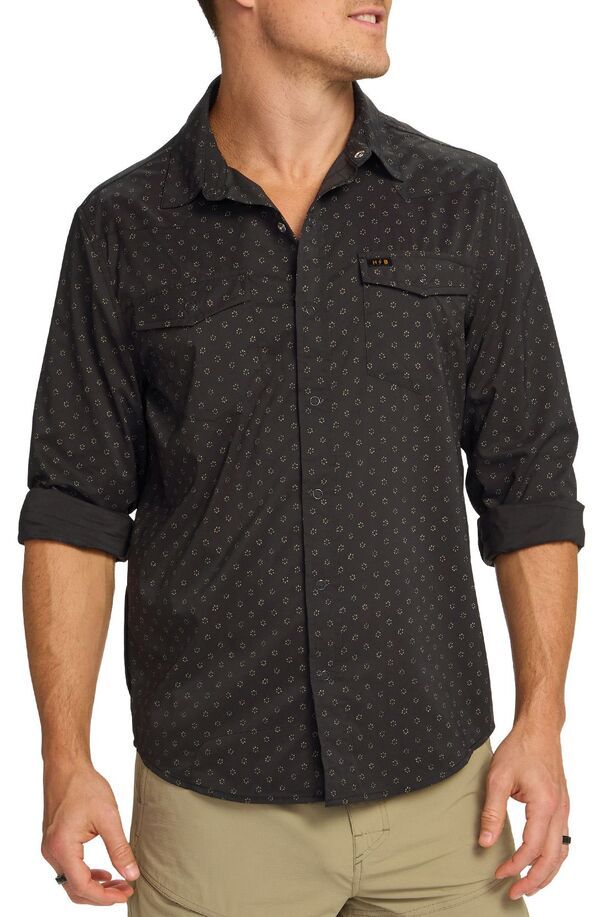 ハウラーブラザーズ メンズ トップス シャツ Howler Brothers Mens H Bar B Tech Long Sleeve Ltl PuddlesAntique Blk