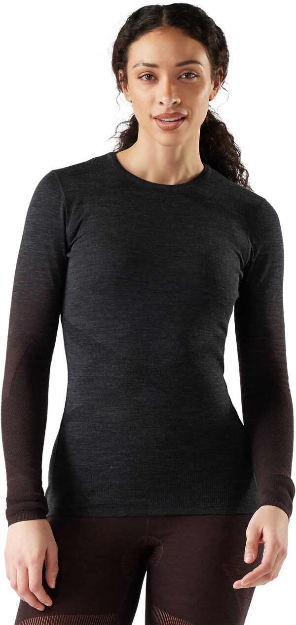スマートウール レディース トップス シャツ ニット Smartwool Womens Intraknithermal Merino Crew Baselayer Top CharcoalMink Stripe チャコール