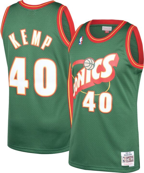 ミッチェルネス レディース トップス シャツ ジャージー Mitchell Ness Mens 1995 Seattle SuperSonicshawn Kemp 40 Green Hardwood Classicswingman Jersey NoColor