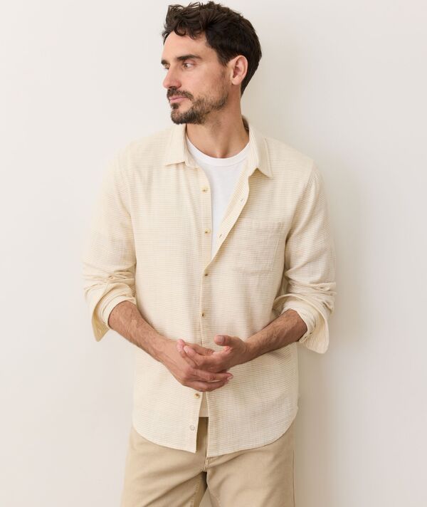 マリーン レイヤー メンズ トップス シャツ Marine Layer Mens Classic Stretch Selvage Shirt Natural Stripe ストライプ