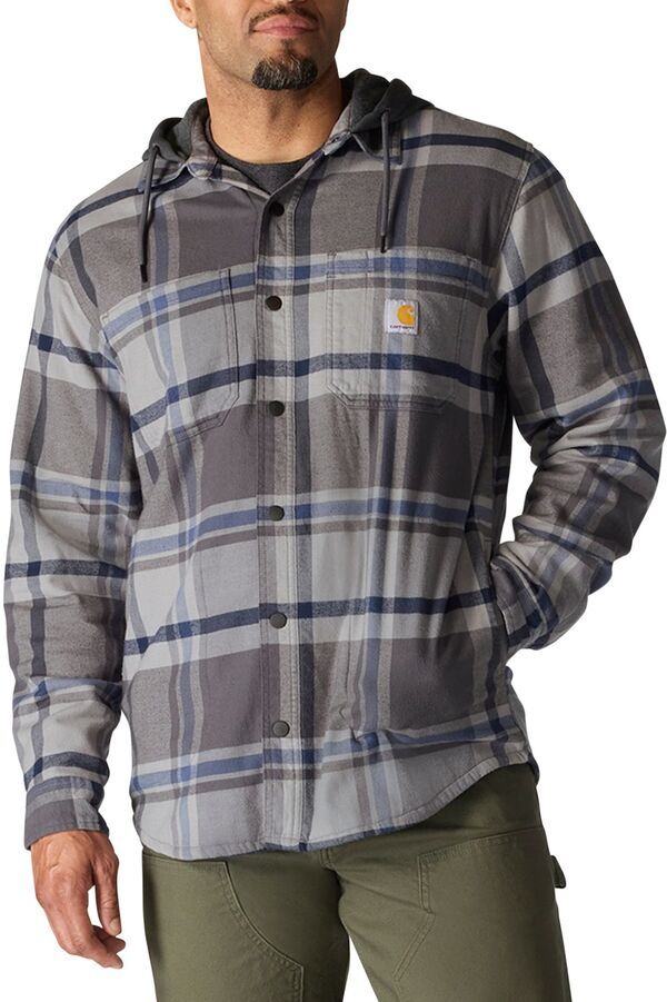 カーハート メンズ アウター ジャケット・ブルゾン シャツ Carhartt Mens Hooded Flannel Shirt Jacket Gravel 9,571円