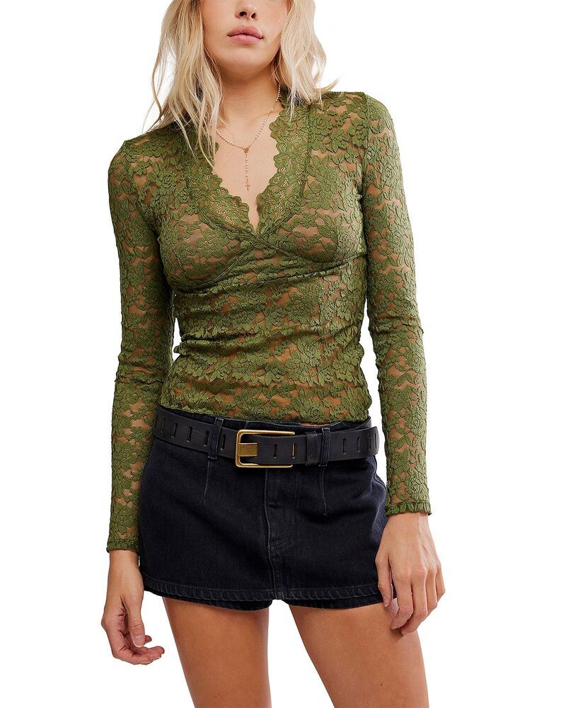 フリーピープル レディース トップス シャツ レース Free People All Day Lace Long Sleeve Top Terrarium