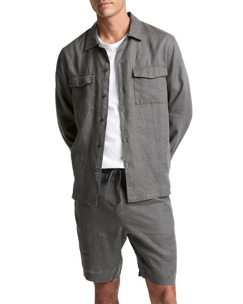 ヴィンス メンズ トップス シャツ リネン Vince Linen Garage Shirt Slate スレート