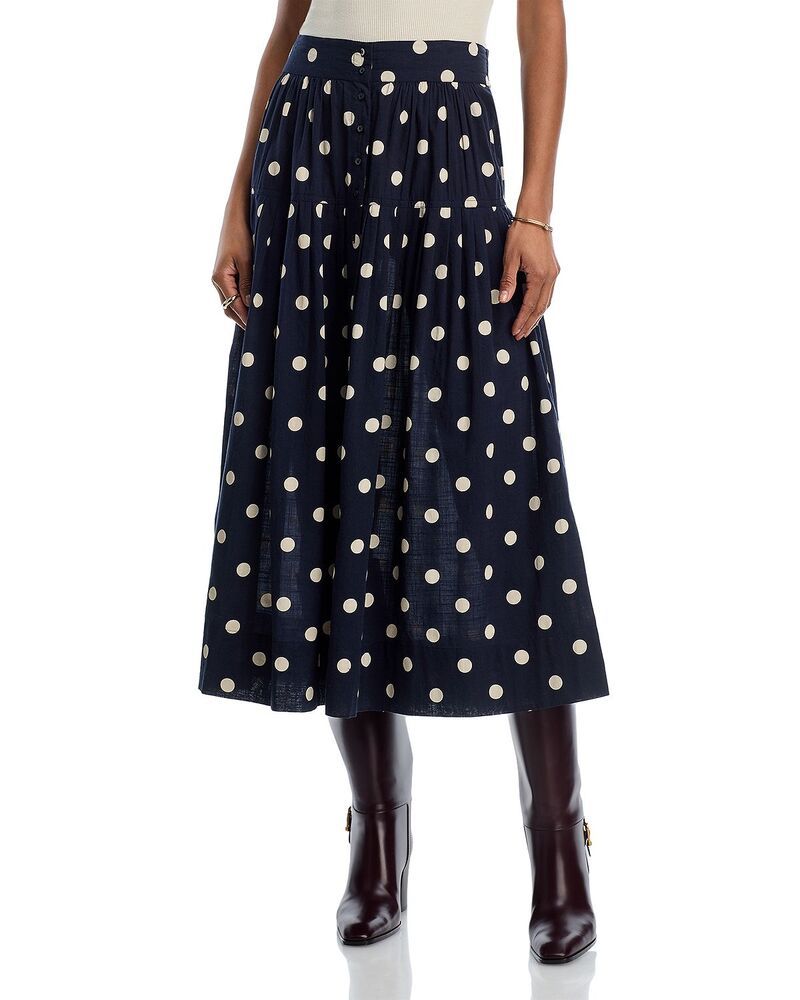 ザ・グレート レディース ボトムスカート THE GREAT The Highland Skirt Navy Dots ネイビー