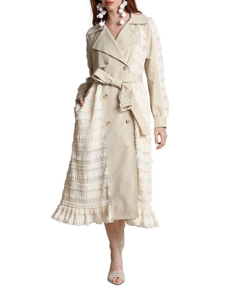 アヴェックレフィーユ レディース アウター コート ミニ Avec Les Filles Mixed Media Feminine Trench Coat Bone Multi マルチカラー