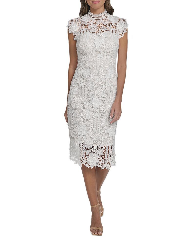 エリザジェイ レディース トップス ワンピース モックネック Eliza J Mock Neck Sheath Dress Ivory アイボリー
