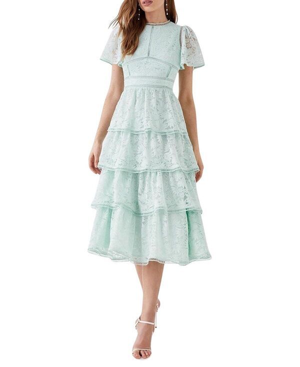 コースト レディース トップス ワンピース ティアード レース Coast Flutter Sleeve Tiered Lace Dressage セージ