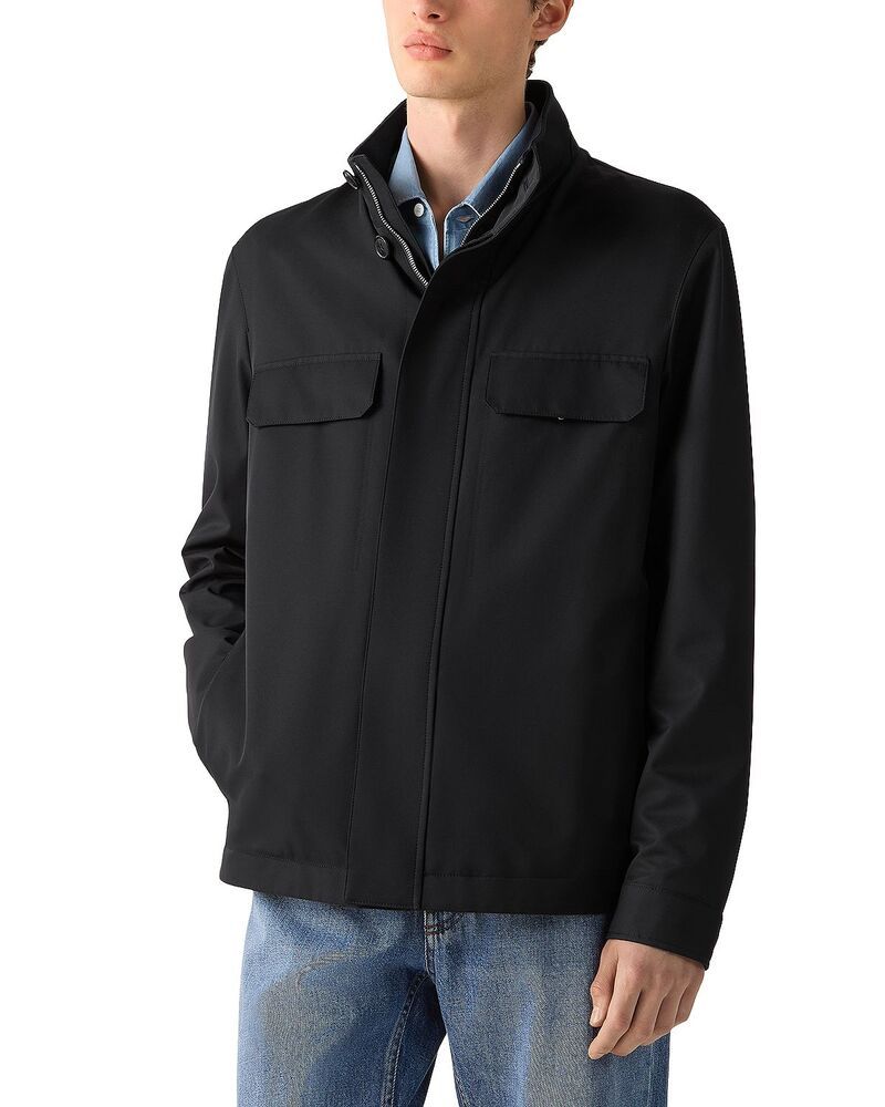 ゼニア メンズ アウター ジャケット・ブルゾン ZEGNA Microfiber Motorin 125cc Field Jacket Navy Blue ネイビー