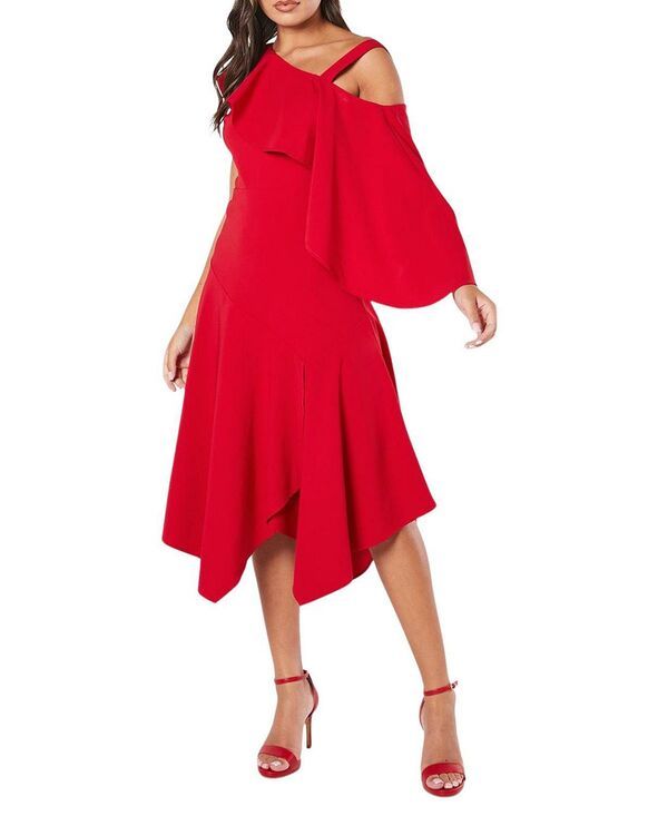 コースト レディース トップス ワンピース クレープ フリル ミディ Coast One Shoulderuffle Crepe Midi Dress Red レッド