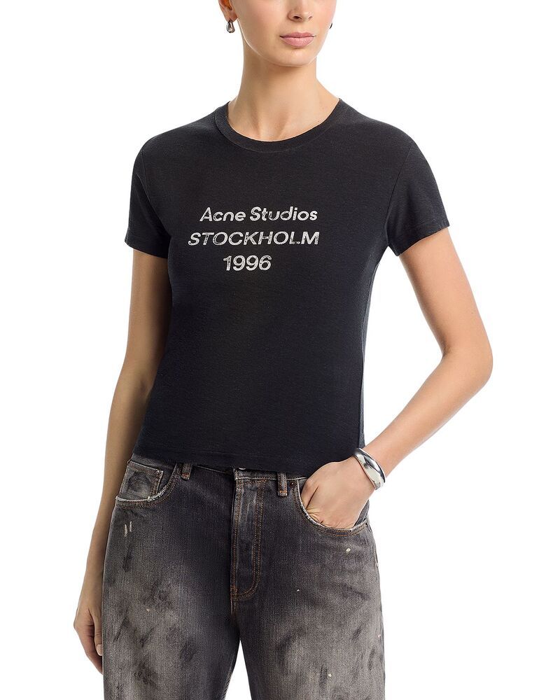 アクネ ストゥディオズ レディース トップス Tシャツ ロゴ Acne Studios Logo Tee Fade Black ブラック