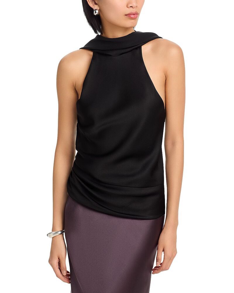 シムカイ レディース トップス シャツ ドレープ SIMKHAI Samira Draped Neck Top Black ブラック