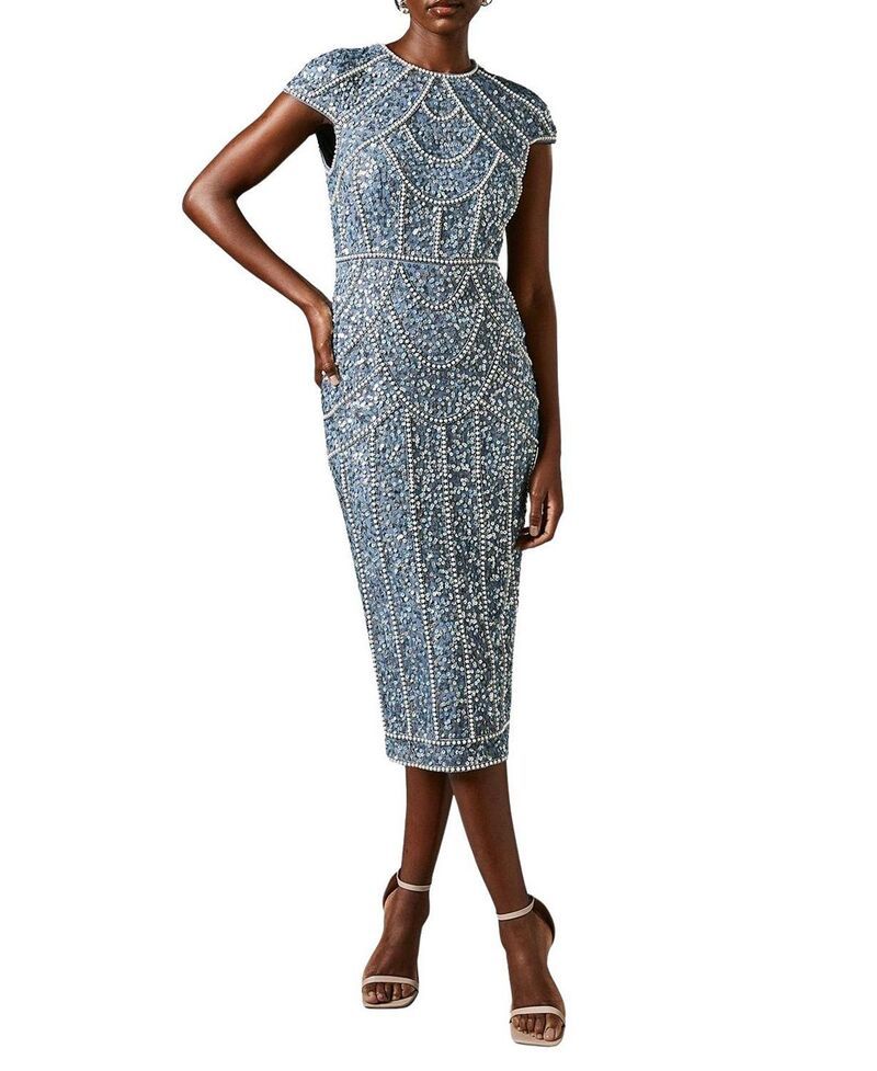 コースト レディース トップス ワンピース Coast Embellished Pencil Dress Dusty Blue ブルー