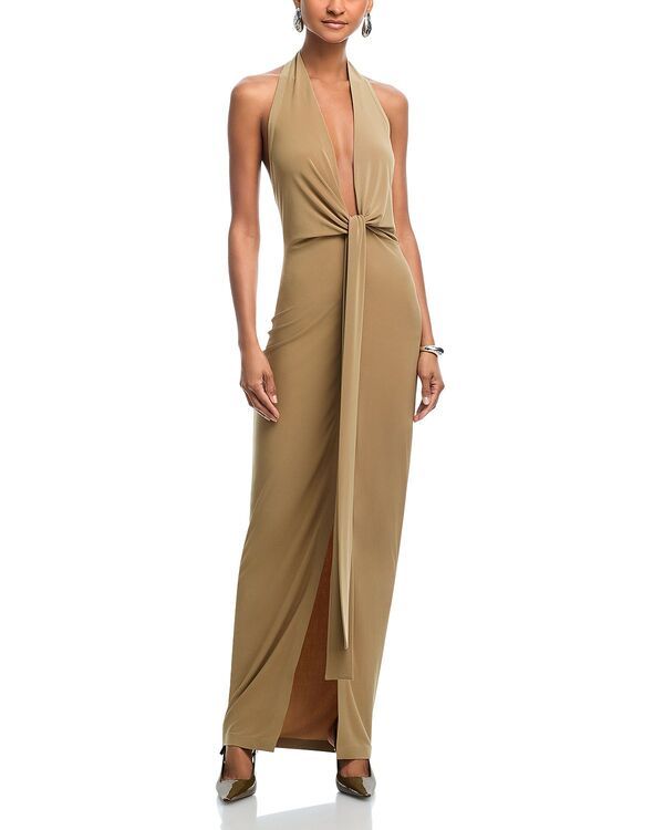 ノーマカマリ レディース トップス ワンピース ホルター Norma Kamali Tie Front Halter Gown Camel キャメル