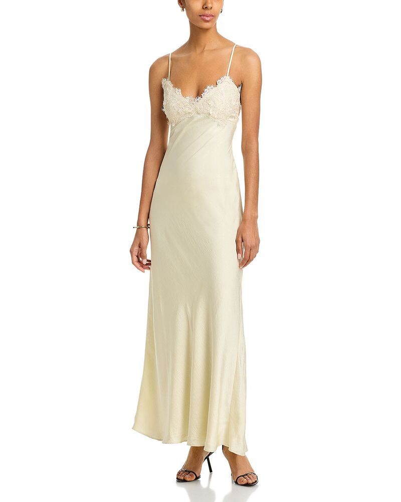 バードット レディース トップス ワンピース サテン レース マキシ Bardot Elisan Lace Satin Maxi Dress Ivory アイボリー