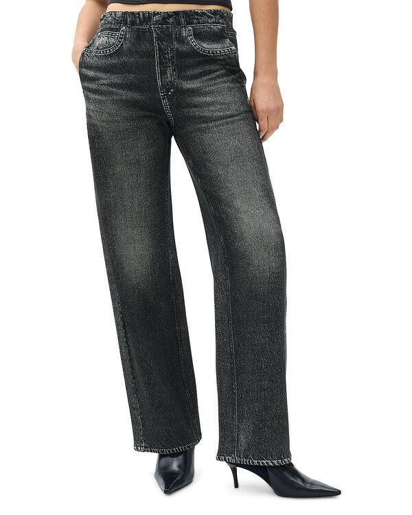 ラグアンドボーン レディース ボトムス デニムパンツ ワイドレッグ ジーンズ フリース rag bone Miramar Fleece Pull On Wide Leg Sweatpant Jeans in Washed Black ブラック