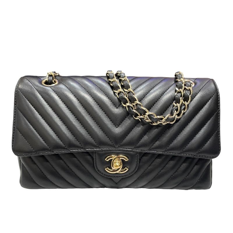 シャネル CHANEL シェブロンVステッチ ショルダーバッグ A01166 23番台 ブラック ゴールド金具 ラムスキン レディース ショルダーバッグ