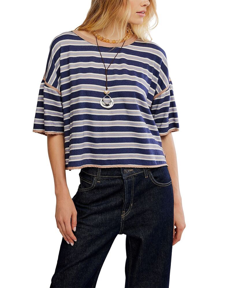 フリーピープル レディース トップス Tシャツ Free People Clean Rugby Tee Navy Combo ネイビー