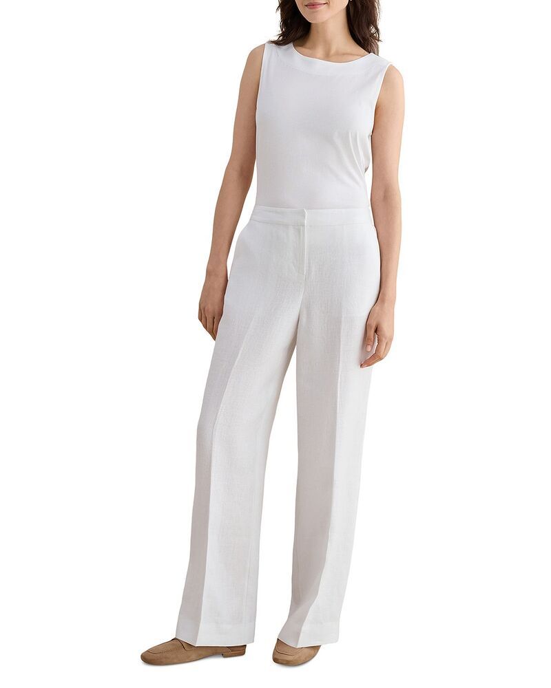 ホッブスロンドン レディース ボトムス カジュアルパンツ ワイドレッグ リネン HOBBS LONDON Alessia Linen Wide Leg Pants White ホワイト