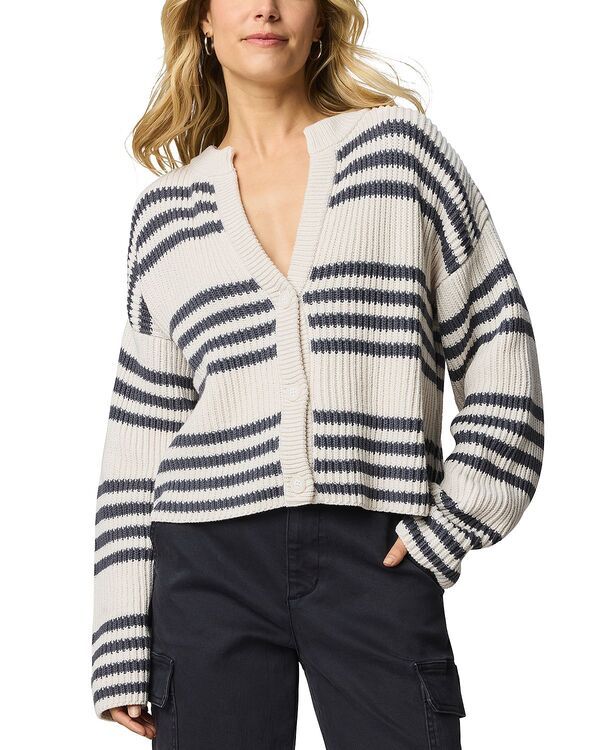 スプレンディット レディース アウター カーディガン Splendid Alexandra Stripe Cardigan MoonstoneInk ストライプ