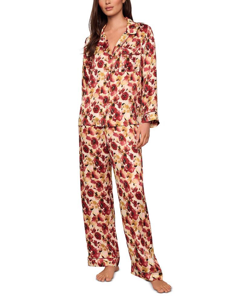エバージェイ レディース アウター パーカー・スウェット プリント シルク Eberjey x Lily Aldridge Inez Printed Washable Silk Long Pajama Set Botanical Floral