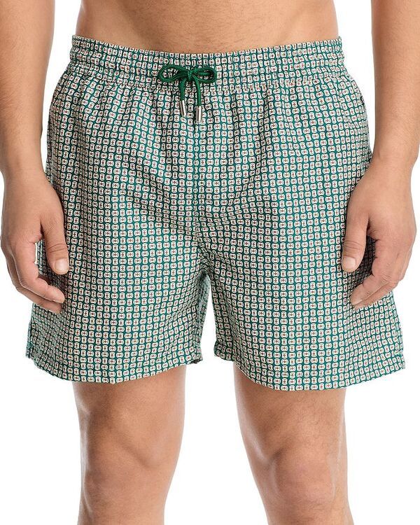 シムカイ メンズ 水着 ハーフパンツ・ショーツ SIMKHAI Lowell Patterned Swim Trunks Kelly Green Foulard Print グリーン