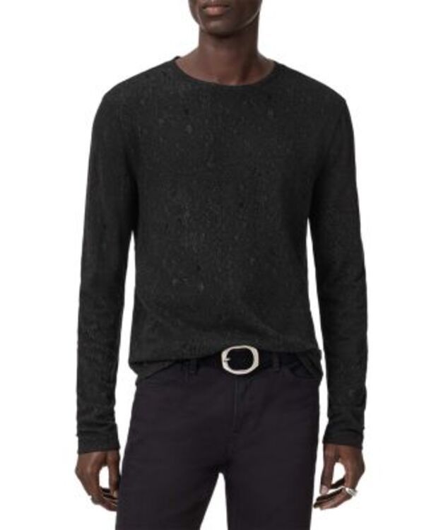 ジョンバルベイトス メンズ アウター ニット・セーター クルーネック John Varvatos Vera Jacquard Textured Crewneck Sweater Black ブラック
