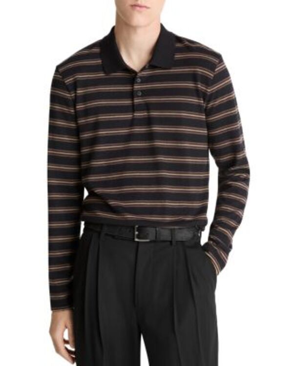 ヴィンス メンズ アウター ニット・セーター ポロシャツ Vince Long Sleeve Polo Sweater Black Combo ブラック