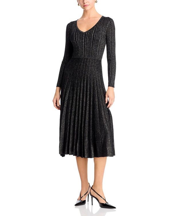 ティー・タハリ レディース アウター ニット・セーター リブ トール Taharibbed Metallic Threaded Sweater Dress Black Gunmetal ブラック