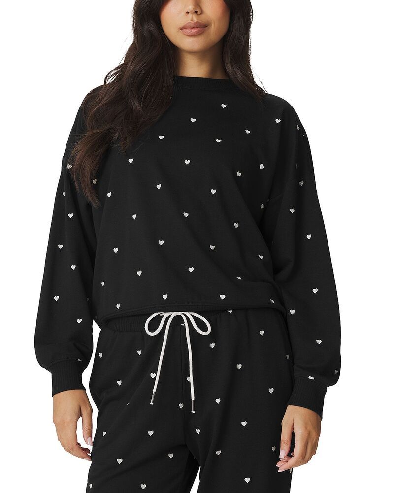 スプレンディット レディース アウター パーカー・スウェット シャツ 刺繍 Splendid Love Loungembroidered Sweatshirt BlackIvory アイボリー