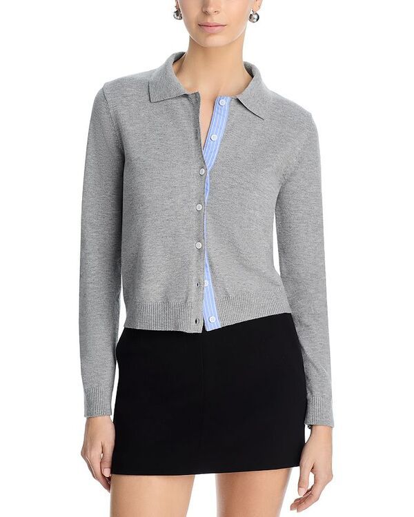 アクア レディース アウター カーディガン ボタンダウン AQUA Collared Button Down Cardigan Exclusive Grey グレー