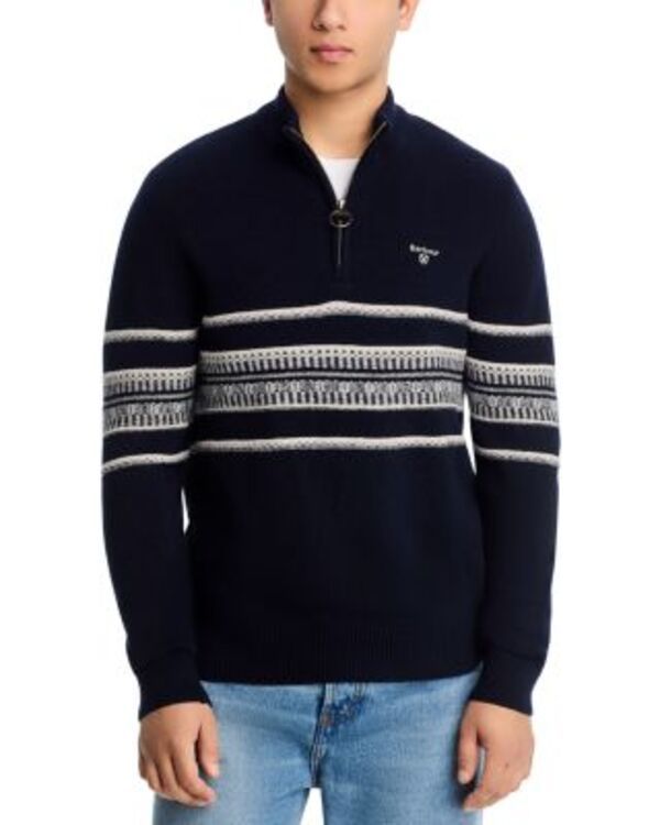バブアー メンズ アウター ニット・セーター ハーフジップ Barbour Kepwick Half Zip Jumper Sweater Navy ネイビー