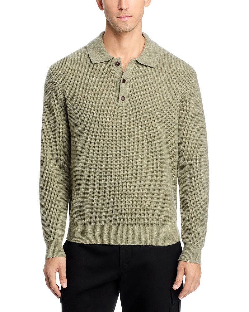メイドウェル メンズ アウター ニット・セーター リラックスフィット ポロシャツ Madewell Waffle Knit Relaxed Fit Sweater Polo Heather Sage ヘザー
