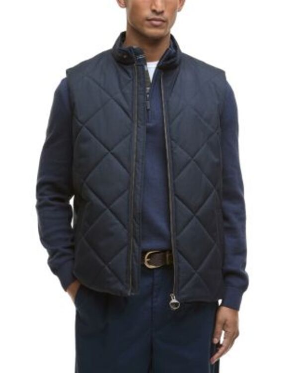 バブアー メンズ アウター ベスト キルティング ジレ Barbour City Harrington Quilted Gilet Vest Navy ネイビー