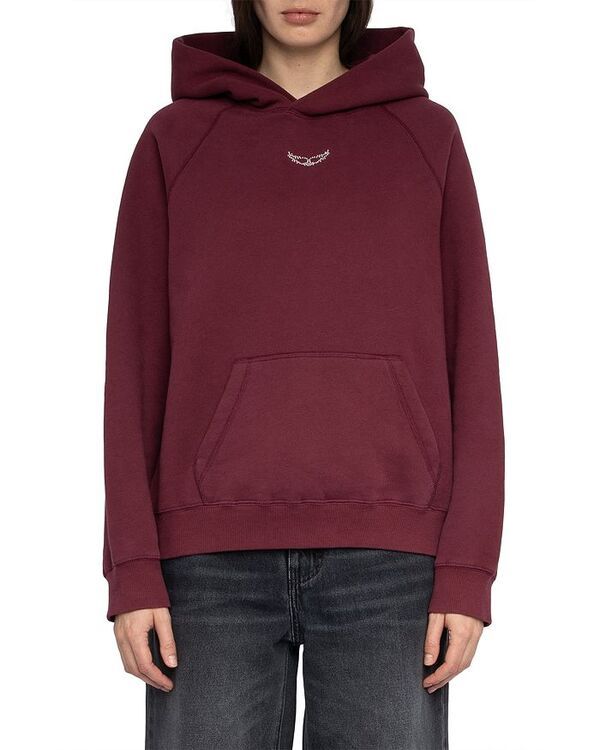 ザディグ エ ヴォルテール レディース アウター パーカー・スウェット Zadig Voltaire Georgy Heart Embellished Hoodie Burgundy バーガンディ