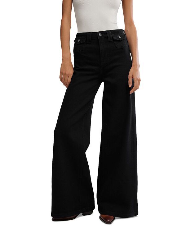 フリーピープル レディース ボトムス デニムパンツ ジーンズ Free People Kellee High Rise Palazzo Jeans Eyelet Black Eyelet ブラック