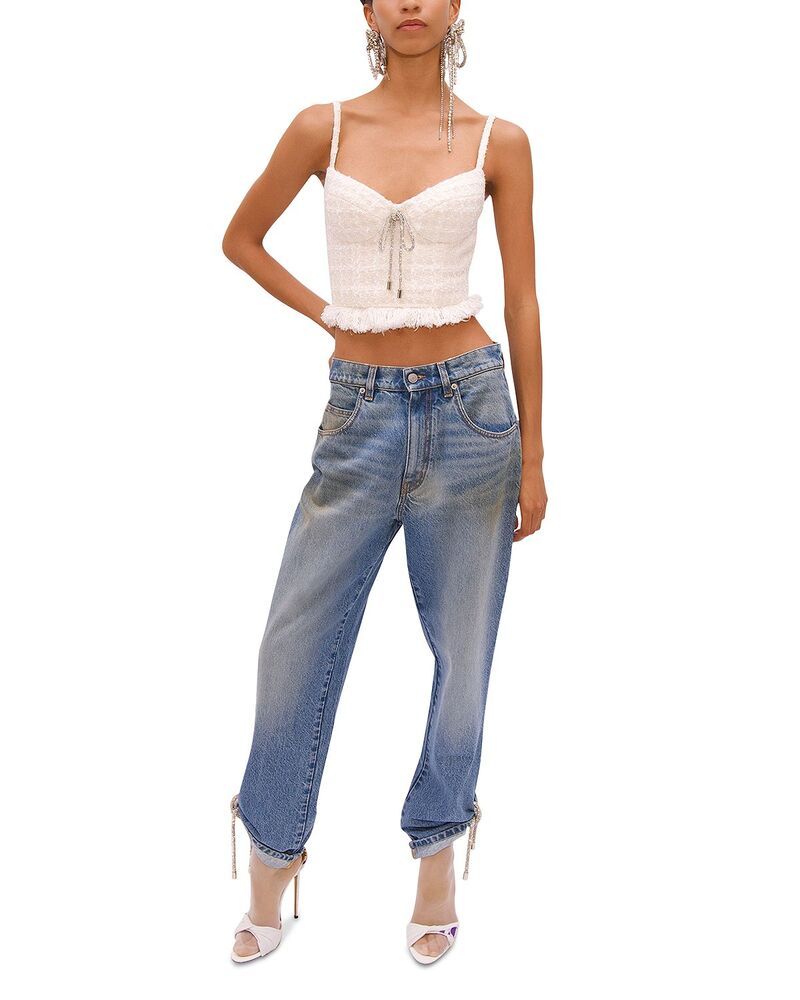 エリア レディース ボトムス デニムパンツ ジーンズ AREA Crystal Knotie Hem Jeans in Medium Blue ブルー
