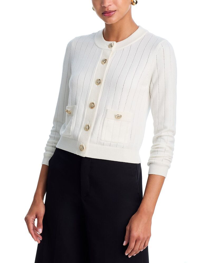 アクア レディース アウター カーディガン AQUA Long Sleeve GoldButton Cardigan Exclusive Ivory アイボリー
