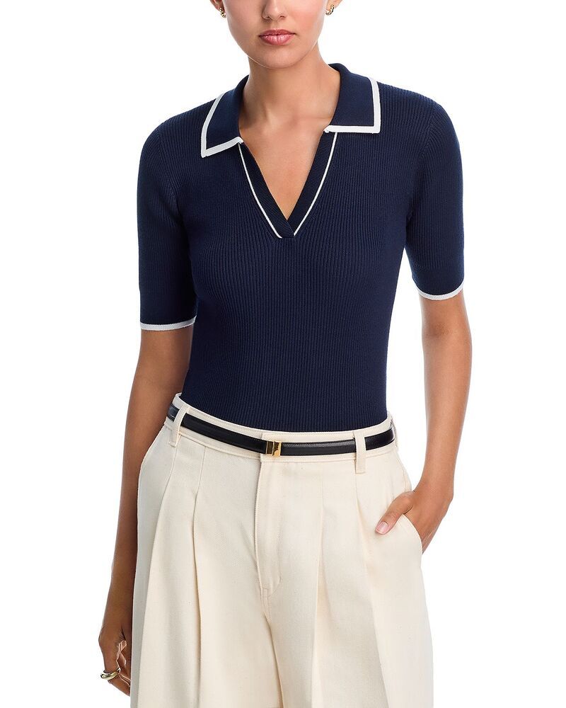 ティー・タハリ レディース トップス ポロシャツ Tahari Elbow Sleeve Polo Top Exclusive Dark Navy ネイビー