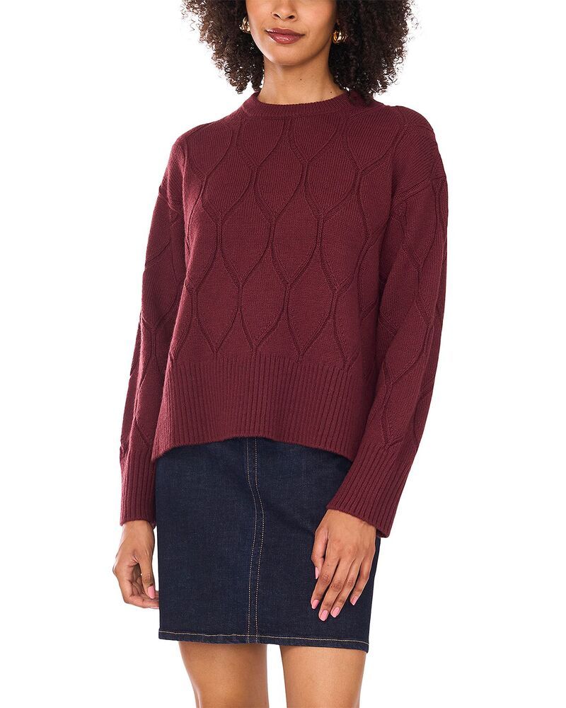 ヴィンスカムート レディース アウター ニット・セーター VINCE CAMUTO Pointelle Pattern Sweater Crisp Merlot